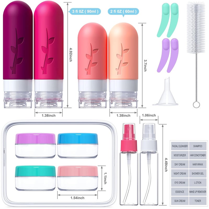 Tocelffe Store Travel Bottles for Toiletries, Tsa Approved Silicone Containers for Toiletries, Leak Proof Refillable Liquid 3oz 2oz Travel essentials for Shampoo Conditioner Lotion BPA Free - Image 2